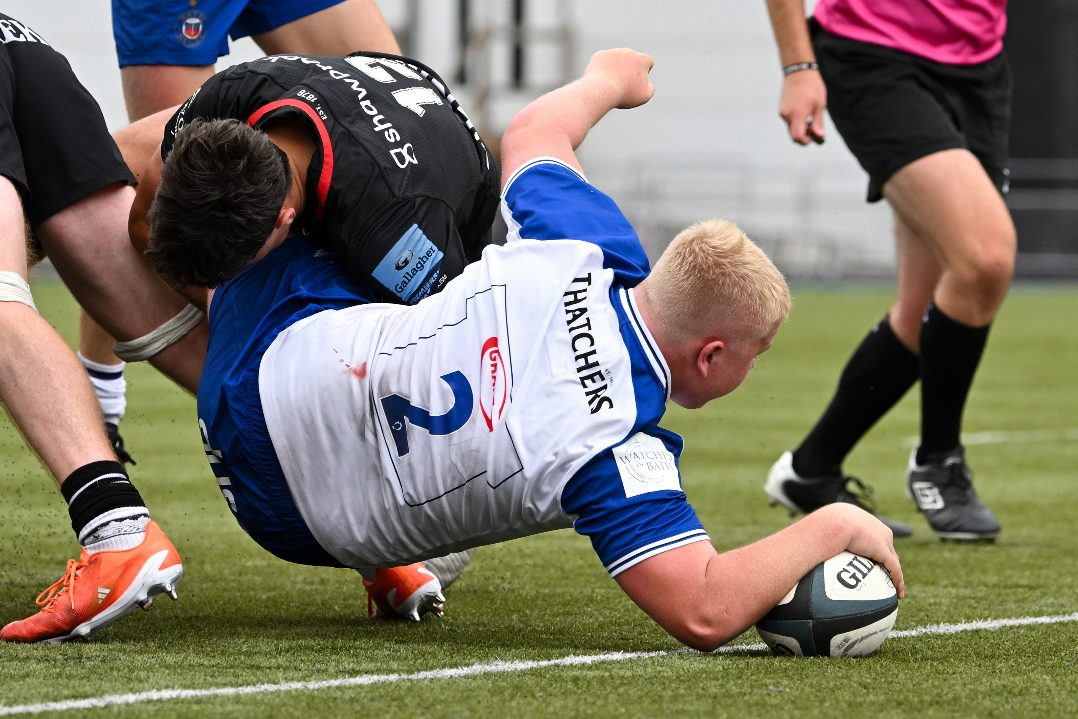 Scoring the try against Saracens